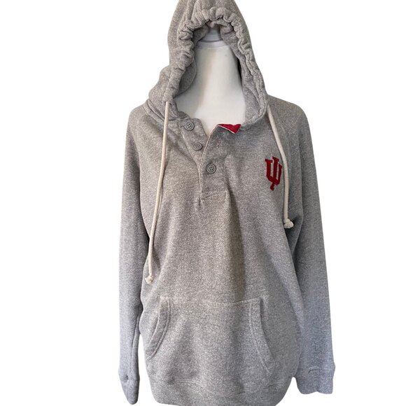 Women's Colosseum Hooded Heathered Gray Sporty IU Raglan Pullover Hoodie, Size L - Picture 1 of 11